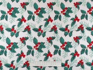 Fabric by the Metre - P367 - Holly Berries - Ivory